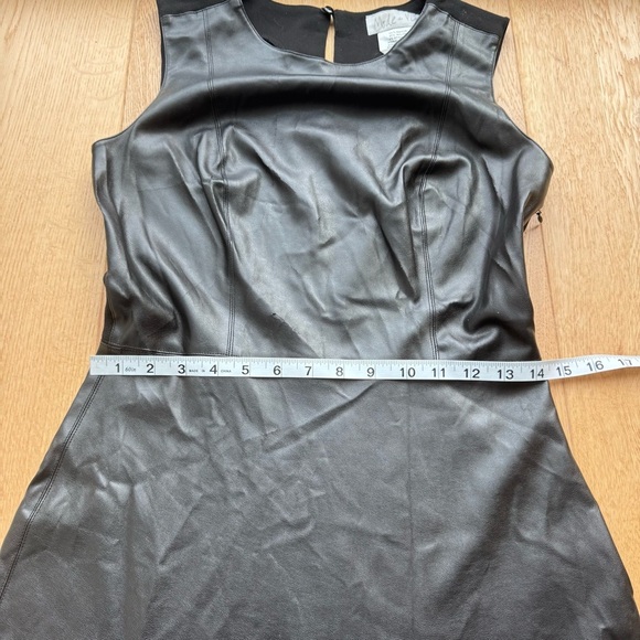 MODE DE VIE BLACK FAUX LEATHER SLEEVELESS MIDI DRESS - XS - Picture 11 of 17